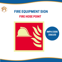 สติ๊กเกอร์เรืองแสง IMO FIRE EQUIPMENT SIGN 150x150 MM