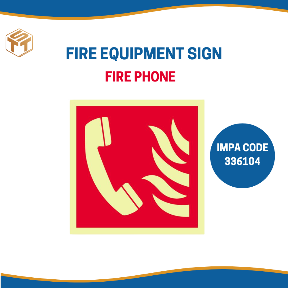 สติ๊กเกอร์เรืองแสง IMO FIRE EQUIPMENT SIGN 150x150 MM